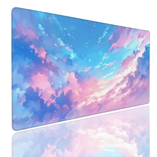 Mauspad XXL 1400x800x4mm Wasserdicht Schreibtischunterlage rutschfeste Speed Gaming Mousepad Cloud (3) Groß Desk Mouse Mat Maus Pad, Schreibtisch Unterlage Deko für PC, MacBook, Laptop, Home Office Bild 1