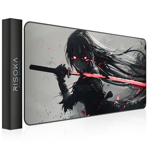 XXL Gaming Mauspad 900x400 - Vernähte Kanten & wasserabweisend - Anime Mousepad für Gamer & Büro - großes Maus Pad & Schreibtischunterlage - Mouse Mat Setup & PC Bild 1