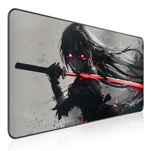 XXL Gaming Mauspad 900x400 - Vernähte Kanten & wasserabweisend - Anime Mousepad für Gamer & Büro - großes Maus Pad & Schreibtischunterlage - Mouse Mat Setup & PC Bild 2