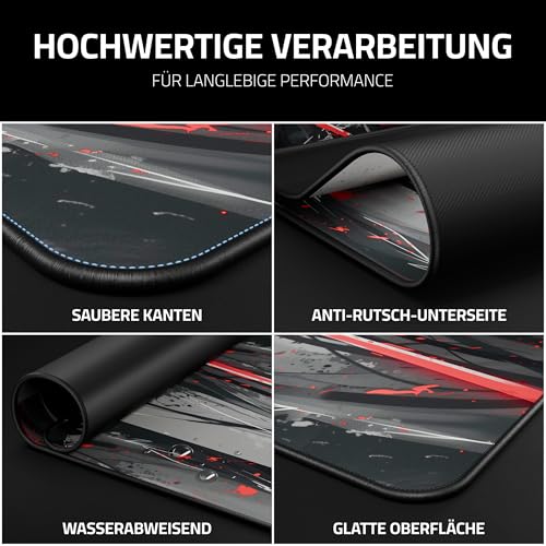 XXL Gaming Mauspad 900x400 - Vernähte Kanten & wasserabweisend - Anime Mousepad für Gamer & Büro - großes Maus Pad & Schreibtischunterlage - Mouse Mat Setup & PC Bild 5