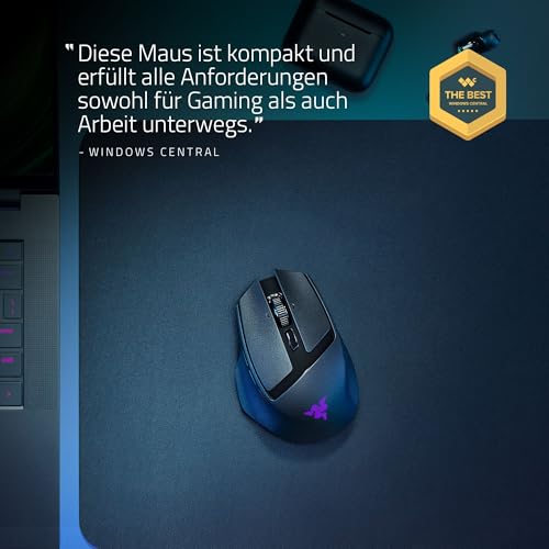 Razer Basilisk Mobile - Kleine ergonomische kabellose Gaming-Maus - AI Prompt Master - Focus X 18K Sensor (Tri-Mode-Konnektivität, bis zu 105 Stunden, Mausschalter Gen-3) Schwarz Bild 2