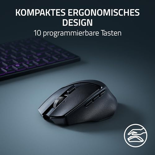 Razer Basilisk Mobile - Kleine ergonomische kabellose Gaming-Maus - AI Prompt Master - Focus X 18K Sensor (Tri-Mode-Konnektivität, bis zu 105 Stunden, Mausschalter Gen-3) Schwarz Bild 4