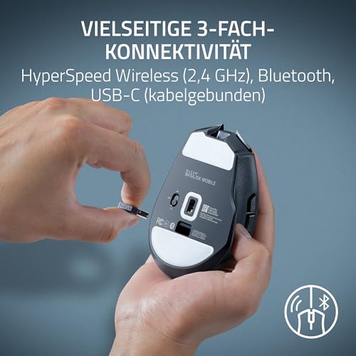 Razer Basilisk Mobile - Kleine ergonomische kabellose Gaming-Maus - AI Prompt Master - Focus X 18K Sensor (Tri-Mode-Konnektivität, bis zu 105 Stunden, Mausschalter Gen-3) Schwarz Bild 5