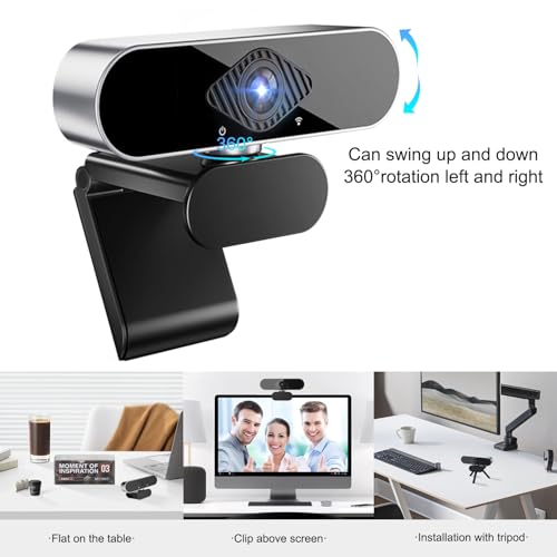 Webcam mit mikrofon Kamera pc cam, 1080p HD Mini Facecam Videokonferenz, 360° verstellbar USB Web Cam Plug&Play für Konferenz Live Streaming Aufnahme Kompatibel mit Skype/Zoom/YouTube Bild 6