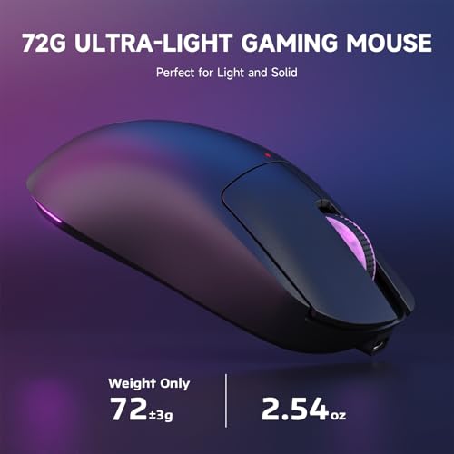 ATTACK SHARK X Magic-Refiner G6 Kabellose Gaming-Maus, 72 g leicht, 24.000 DPI, 1.000 Hz Abfragerate, BT/2,4G Gaming-Maus Kabellos/Kabelgebunden, RGB, 750 mAh Akku, mit Griffband für PC/Mac – Schwarz Bild 5