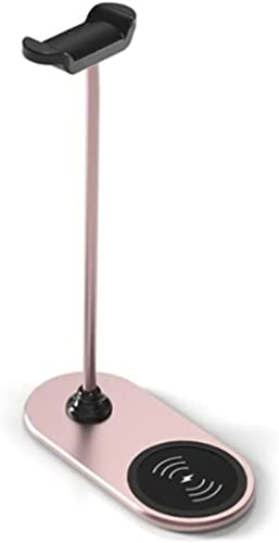 Kopfhörer Ständer Schreibtisch Zubehör Kratzfester Headset-Ständer 15 W Schnellladestation Kopfhörer-Display-Rack Kopfhörer-Aufhänger Desktop-Regal Gaming Headsets(Pink) Bild 1