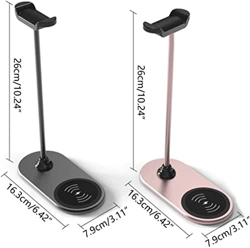 Kopfhörer Ständer Schreibtisch Zubehör Kratzfester Headset-Ständer 15 W Schnellladestation Kopfhörer-Display-Rack Kopfhörer-Aufhänger Desktop-Regal Gaming Headsets(Pink) Bild 2