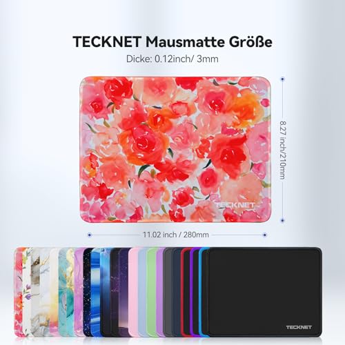 TECKNET Mauspad, 28 x 21 cm Gaming Mousepad mit Wasserdicht und Rutschfester Gummi für PC-Büro, Arbeit, Gaming, Studium, Laptop, Computer, Zuhause Bild 6