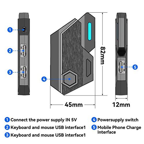 Agwuoetr Gamepad Mobile Controller Gaming Tastatur Maus Konverter Bluetooth für IOS Android Game Adapter, Mix SE Bild 2