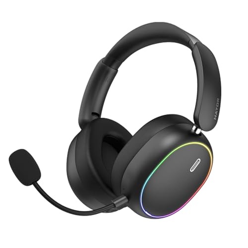 HATOR Phoenix 2 Wireless Gaming-Headset – 40mm Hi-Res Treiber, Hybrid ANC, Spatial Audio, Head Tracking, 2.4GHz & BT5.4, bis zu 45h Akku, inkl. Case – für PC, Konsole & Mobile, Schwarz Bild 1