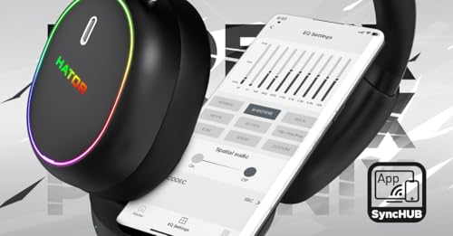 HATOR Phoenix 2 Wireless Gaming-Headset – 40mm Hi-Res Treiber, Hybrid ANC, Spatial Audio, Head Tracking, 2.4GHz & BT5.4, bis zu 45h Akku, inkl. Case – für PC, Konsole & Mobile, Schwarz Bild 5