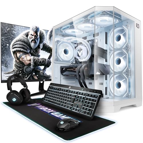 Vibox Gaming PC Set Komplett • Monitor 27 Zoll • Intel Core i9 12900KF 16-Kern • Nvidia RTX 5070 Ti 16GB • 32GB RAM • 1TB NVMe SSD • Windows 11 • WLAN • Blanc Bild 1