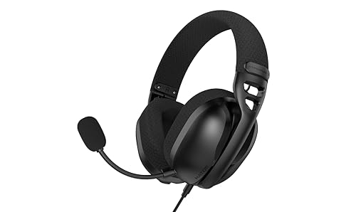 HATOR Hyperpunk 3 Gaming-Headset – 40mm Hi-Res Treiber, 3,5mm Klinke, abnehmbares Mikrofon, Stoff-Ohrpolster mit Memory Foam, 225g leicht – für PC, PS4, Xbox - Schwarz Bild 1