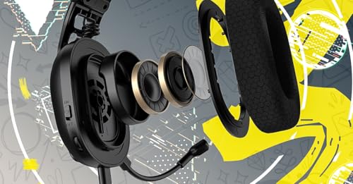 HATOR Hyperpunk 3 Gaming-Headset – 40mm Hi-Res Treiber, 3,5mm Klinke, abnehmbares Mikrofon, Stoff-Ohrpolster mit Memory Foam, 225g leicht – für PC, PS4, Xbox - Schwarz Bild 6