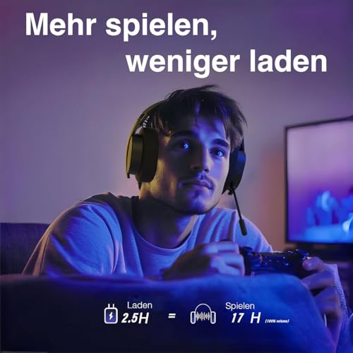 auvisio Headset Bluetooth: Klappbares 3in1-Funk-Gaming-Headset, 2,4 GHz, BT 5.3, 10 Std. Akku (Wireless Kopfhörer, Gaming-Kopfhörer, Bluetooth, PS5) Bild 5