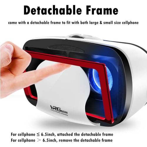 VR-Headset, Virtual-Reality-Headset für Kinder und Erwachsene, universelle 3D-VR-Brille, Spielen Sie 3D-Videospiel-Film, kompatibel mit 5-7 Zoll iOS- und Android-Smartphones, Weiß Bild 2