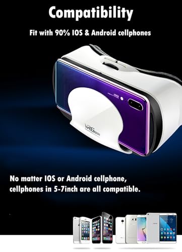 VR-Headset, Virtual-Reality-Headset für Kinder und Erwachsene, universelle 3D-VR-Brille, Spielen Sie 3D-Videospiel-Film, kompatibel mit 5-7 Zoll iOS- und Android-Smartphones, Weiß Bild 5