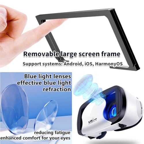VR-Headset, Virtual-Reality-Headset für Kinder und Erwachsene, universelle 3D-VR-Brille, Spielen Sie 3D-Videospiel-Film, kompatibel mit 5-7 Zoll iOS- und Android-Smartphones, Weiß Bild 6