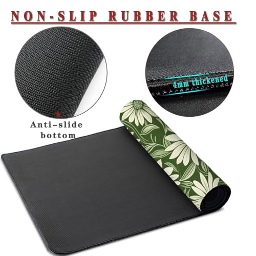 Mauspad XXL 1400x800x4mm Wasserdicht Schreibtischunterlage rutschfeste Speed Gaming Mousepad Daisy (3) Groß Desk Mouse Mat Maus Pad, Schreibtisch Unterlage Deko für PC, MacBook, Laptop, Home Office Bild 3