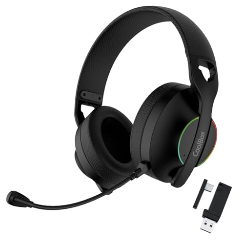 CoolBox WB01 Kabellose Gaming-Kopfhörer mit abnehmbarem Mikrofon für PS5, PS4, Switch, PC, 2,4 GHz, kabellos, mit USB-Adapter und Bluetooth 5.4, 20 Stunden Laufzeit, USB-C-Ladung in 2 Stunden, Schwarz Bild 1
