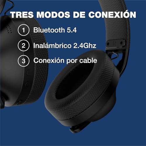 CoolBox WB01 Kabellose Gaming-Kopfhörer mit abnehmbarem Mikrofon für PS5, PS4, Switch, PC, 2,4 GHz, kabellos, mit USB-Adapter und Bluetooth 5.4, 20 Stunden Laufzeit, USB-C-Ladung in 2 Stunden, Schwarz Bild 5