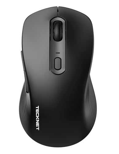 TECKNET Bluetooth Maus, Maus Kabellos (Tri-Modus: BT 5.0/3.0+2.4G) 4800 DPI Leise Mouse, Funkmaus mit USB-A Empfänger, 6 Tasten, Ergonomische Tragbare Mouse für PC/Laptop/Mac/Tablet, Schwarz Bild 1