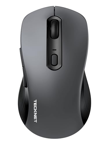 TECKNET Maus Kabellos, Bluetooth Maus (Tri-Modus: BT 5.0/3.0+2.4G) Funkmaus mit USB-A Empfänger, 4800 DPI Leise Mouse für große Hände, Multidevice für PC/Laptop/Mac/Tablet, Grau Bild 1