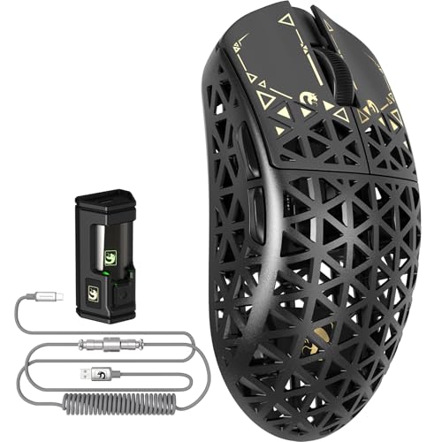 MAMBASNAKE M5 Ultra Carbon Fiber 8000Hz Wireless Gaming Mouse, 39g Superlight, 42000DPI, PAW3950MAX Sensor, Nordic 52840 Chip, Bluetooth/2.4G/USB-C Wired Mice with Mouse Coiled Cable, for PC/Mac Bild 1