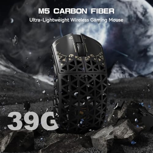 MAMBASNAKE M5 Ultra Carbon Fiber 8000Hz Wireless Gaming Mouse, 39g Superlight, 42000DPI, PAW3950MAX Sensor, Nordic 52840 Chip, Bluetooth/2.4G/USB-C Wired Mice with Mouse Coiled Cable, for PC/Mac Bild 4