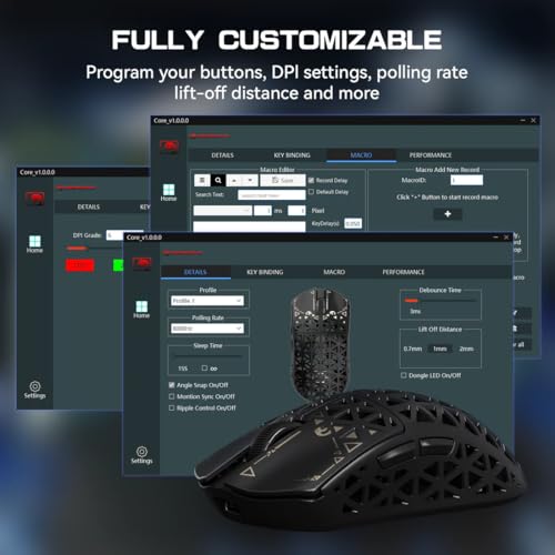 MAMBASNAKE M5 Ultra Carbon Fiber 8000Hz Wireless Gaming Mouse, 39g Superlight, 42000DPI, PAW3950MAX Sensor, Nordic 52840 Chip, Bluetooth/2.4G/USB-C Wired Mice with Mouse Coiled Cable, for PC/Mac Bild 5