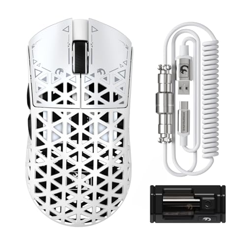 MAMBASNAKE M5 Ultra Carbon Fiber 8000Hz Wireless Gaming Mouse, 39g Superlight, 42000DPI, PAW3950MAX Sensor, Nordic 52840 Chip, Bluetooth/2.4G/USB-C Wired Mice with Mouse Coiled Cable, for PC/Mac Bild 1