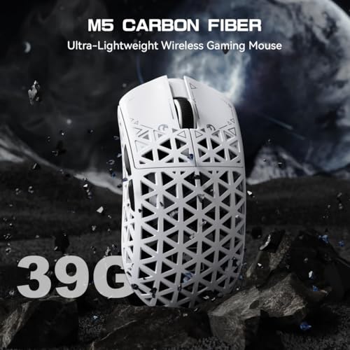 MAMBASNAKE M5 Ultra Carbon Fiber 8000Hz Wireless Gaming Mouse, 39g Superlight, 42000DPI, PAW3950MAX Sensor, Nordic 52840 Chip, Bluetooth/2.4G/USB-C Wired Mice with Mouse Coiled Cable, for PC/Mac Bild 4
