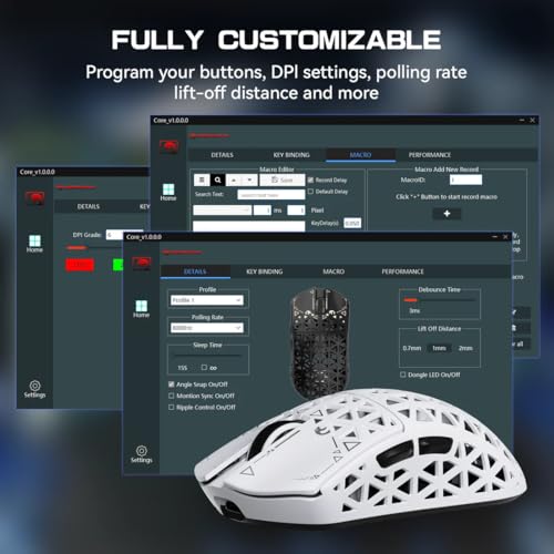 MAMBASNAKE M5 Ultra Carbon Fiber 8000Hz Wireless Gaming Mouse, 39g Superlight, 42000DPI, PAW3950MAX Sensor, Nordic 52840 Chip, Bluetooth/2.4G/USB-C Wired Mice with Mouse Coiled Cable, for PC/Mac Bild 5