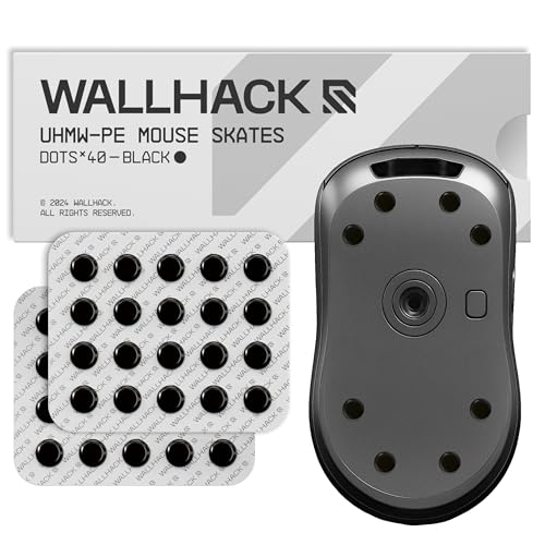 Wallhack UHMW-PE Maus Dot-Skates | Premium Skates für Gaming Mäuse | Ultra-Glattes Gleiten auf Stoff & Glaspads | Geschwindigkeit & Kontrolle | Haltbar & Einfach Anzuwenden | Schwarz 7mm x 14mm Bild 1