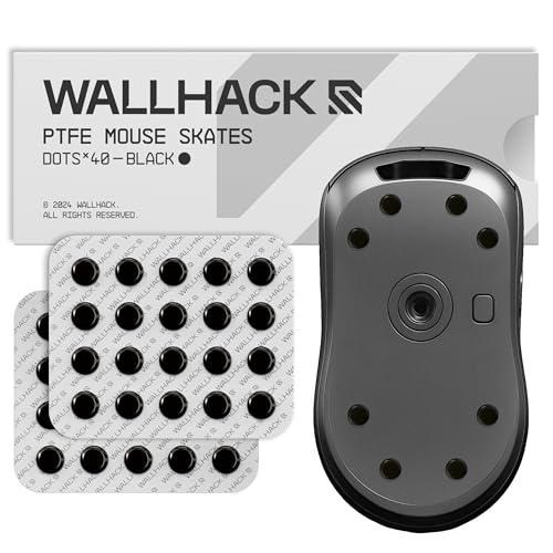 Wallhack PTFE Maus Dot-Skates | Universale Premium Skates für Gaming Mäuse | Ultra-Glattes Gleiten auf Stoff & Glaspads | Geschwindigkeit & Kontrolle Anpassen | Schnell & Einfach | Schwarz 7mm x 14mm Bild 1