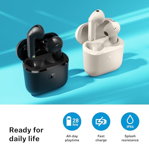 Sennheiser ACCENTUM Open Earbuds - Open-Ear Design, dynamischer Sound & Kopfhörer kabellos Bluetooth, IPX4-Spritzwasserschutz, 28h Akku, USB-C Ladeetui, für Musik & Telefonate, Schwarz Bild 6