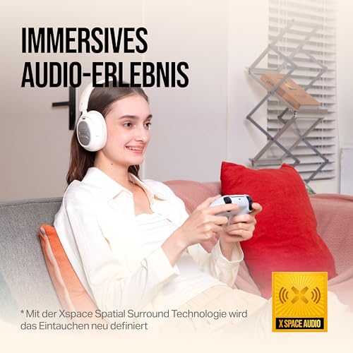 OXS Storm A2 kabelloses Gaming-Headset, Aktive Geräuschunterdrückung, 2,4 GHz Niedrige Latenz & Bluetooth 5.4, Duale EQ-Modi, 70 Stunden Akkulaufzeit, für PC, PS4, PS5, Switch und Handy, Weiß Bild 2