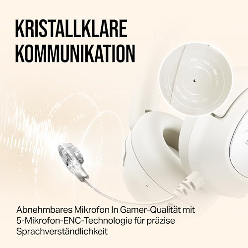 OXS Storm A2 kabelloses Gaming-Headset, Aktive Geräuschunterdrückung, 2,4 GHz Niedrige Latenz & Bluetooth 5.4, Duale EQ-Modi, 70 Stunden Akkulaufzeit, für PC, PS4, PS5, Switch und Handy, Weiß Bild 6