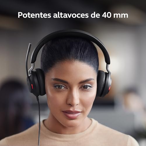 Jabra Evolve2 40 SE Kabelgebundenes Stereo-Headset mit Geräuschunterdrückung, Mikrofon und USB-C/A-Kabel - MS Teams-Zertifiziert, kompatibel mit Allen Anderen Plattformen - Schwarz Bild 2