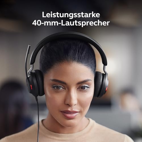 Jabra Evolve2 40 SE Kabelgebundenes Stereo-Headset mit Geräuschunterdrückung, Mikrofon und USB-C/A-Kabel - MS Teams-Zertifiziert, kompatibel mit Allen Anderen Plattformen - Schwarz Bild 6