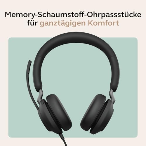 Jabra Evolve2 40 SE Kabelgebundenes Stereo-Headset mit Geräuschunterdrückung, Mikrofon und USB-C/A-Kabel - MS Teams-Zertifiziert, kompatibel mit Allen Anderen Plattformen - Schwarz Bild 7