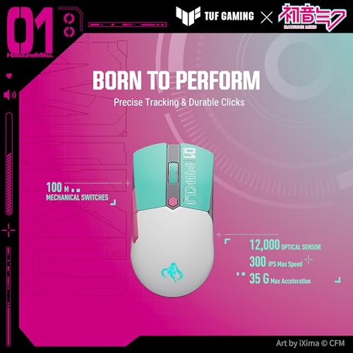 ASUS P521 TG MINI WL Mouse Miku Edition Ratón Gaming Inalámbrico + Bluetooth 12000DPI Verde Bild 5
