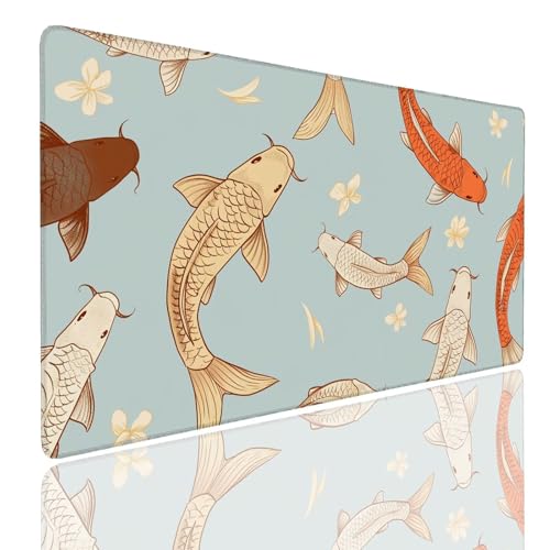 Mauspad XXL 1400x800x4mm Wasserdicht Schreibtischunterlage rutschfeste Speed Gaming Mousepad Fish (3) Groß Desk Mouse Mat Maus Pad, Schreibtisch Unterlage Deko für PC, MacBook, Laptop, Home Office Bild 1
