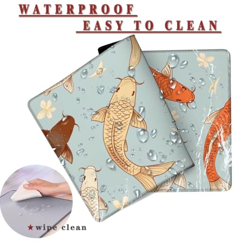 Mauspad XXL 1400x800x4mm Wasserdicht Schreibtischunterlage rutschfeste Speed Gaming Mousepad Fish (3) Groß Desk Mouse Mat Maus Pad, Schreibtisch Unterlage Deko für PC, MacBook, Laptop, Home Office Bild 2