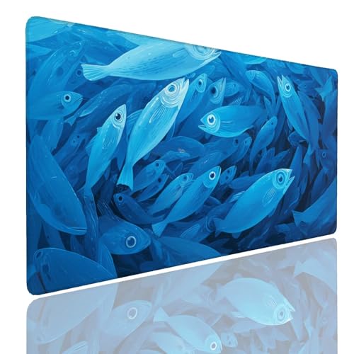 Mauspad XXL 1400x800x4mm Wasserdicht Schreibtischunterlage rutschfeste Speed Gaming Mousepad Fish (1) Groß Desk Mouse Mat Maus Pad, Schreibtisch Unterlage Deko für PC, MacBook, Laptop, Home Office Bild 1