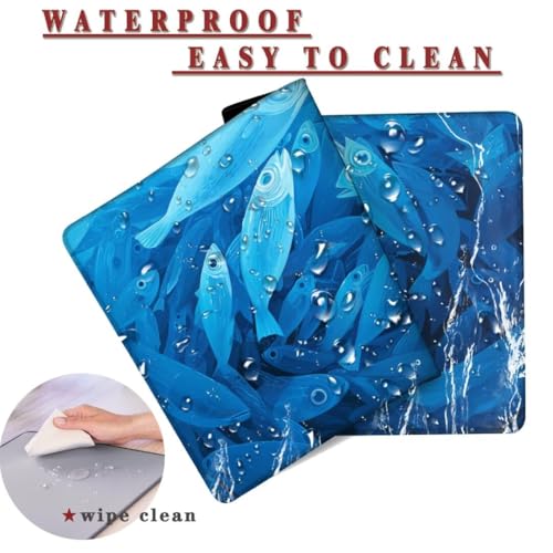 Mauspad XXL 1400x800x4mm Wasserdicht Schreibtischunterlage rutschfeste Speed Gaming Mousepad Fish (1) Groß Desk Mouse Mat Maus Pad, Schreibtisch Unterlage Deko für PC, MacBook, Laptop, Home Office Bild 2