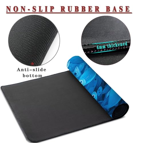 Mauspad XXL 1400x800x4mm Wasserdicht Schreibtischunterlage rutschfeste Speed Gaming Mousepad Fish (1) Groß Desk Mouse Mat Maus Pad, Schreibtisch Unterlage Deko für PC, MacBook, Laptop, Home Office Bild 3