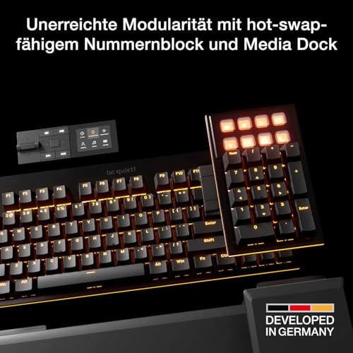 be quiet! Dark Mount Silent Linear DE ISO Tastatur, 8 Display-Tasten, Media Dock, hot-swap-fähiger Nummernblock, ab Werk geschmierte mechanische Tasten, 3 Schichten Dämmung, Double-Shot keycaps, ARGB Bild 2