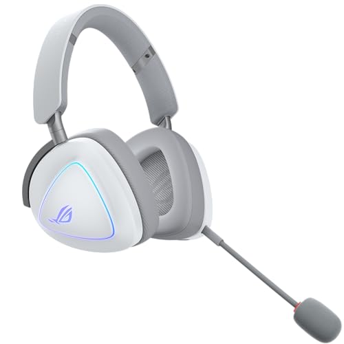 ASUS ROG Delta II White kabelloses RGB Gaming Headset (SpeedNova, Bluetooth, 2,4 GHz, 3,5-mm-Anschluss, 10 mm Super-Breitband-Boom-Mikrofon, DualFlow Audio, 110h Akkulaufzeit, Aura Sync, weiÃŸ) Bild 1