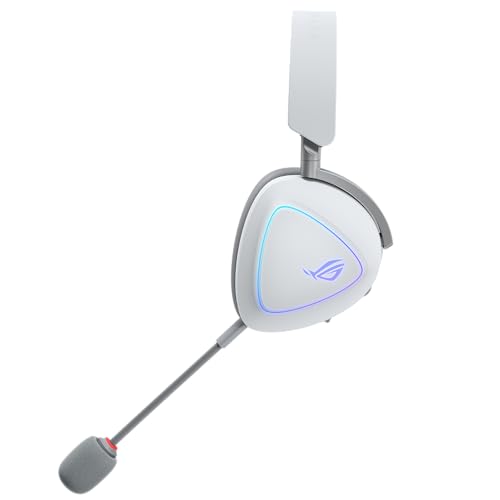 ASUS ROG Delta II White kabelloses RGB Gaming Headset (SpeedNova, Bluetooth, 2,4 GHz, 3,5-mm-Anschluss, 10 mm Super-Breitband-Boom-Mikrofon, DualFlow Audio, 110h Akkulaufzeit, Aura Sync, weiÃŸ) Bild 3